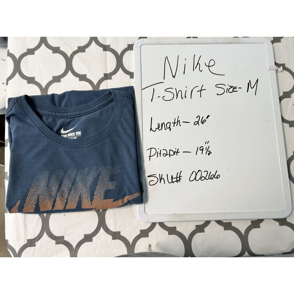 Nike Air Speckle The Nike Tee Big Logo Navy Blue Orange Check Size Medium - Picture 6 of 6